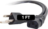 C2G 1FT Replacement AC Power Cord - Power Cable for Electronics, TV, Computer, Printer, Radio, Monitor, Samsung, Dell, Vizio, LG, Asus, Laptop and More (24240)
