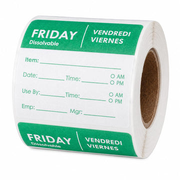 Friday 2" x 2" Dissolvable Day of the Week Labels by Glownary – 2 X 2 Inches, Paper, Green, Model Friday-2x2-250