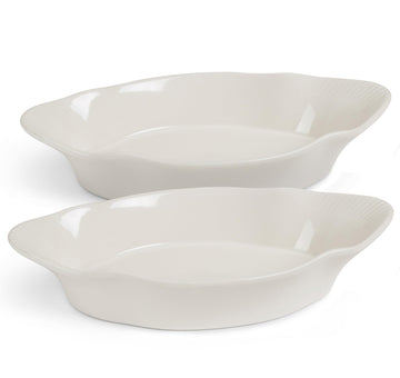 KooK Ceramic Au Gratin Dishes, 18 oz, Ivory, Set of 2