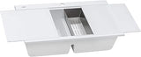 Ruvati 34 inch epiGranite Drop-in Topmount Workstation Ledge Granite Composite Quartz Kitchen Sink - Arctic White - RVG1350WH