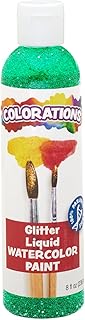 Colorations Liquid Glitter Watercolor Paint, 8 fl oz, Green, Non-Toxic, Painting, Kids, Craft, Hobby, Fun, Water Color, Posters, Cool effects, Versatile, Gift (GLWCGR)