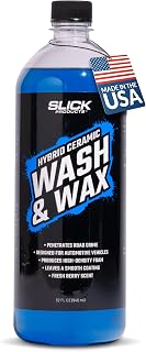 Slick Products Hybrid Ceramic Wash & Wax Foaming Car Wash Soap - 32 oz | Super concentrate; thick suds; water-repellent shine and wax protection; foam cannon ready; safe on paint, plastic & chrome