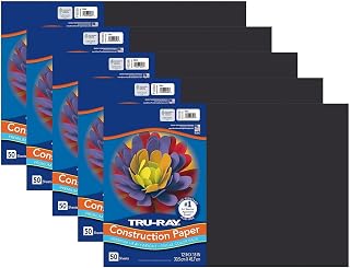 Tru-Ray Construction Paper, Black, 12" x 18", 50 Sheets Per Pack, 5 Packs