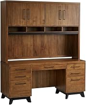Brown Wood Hutch with Doors Storage Credenza, Modern Style, Durable Construction, Elegant Design for Office Organization