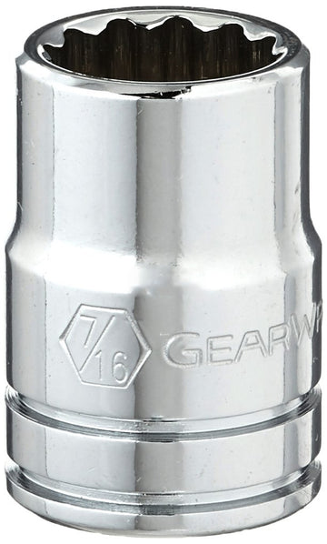 3/8" Drive Standard SAE Socket 7/16" by GEARWRENCH – 1 Count (Pack of 1), Alloy Steel, Black, Model 80499