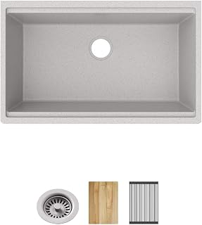 Elkay Quartz Classic 33" x 22" x 9-1/2" Single Bowl Undermount Workstation Sink 4pc Kit Greystone