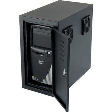 Orbit CPU Computer Enclosure Cabinet Front/Rear Doors 2 Exhaust Fans Black - 1 Each by Global Industrial – Alloy Steel, Black, Model 249309BK