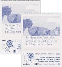Pacon Picture Story Chart Tablet, 24in x 32in, 1-1/2in Ruled, White, 25 Sheets Per Pack, Set of 2 Packs