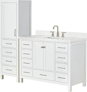 69" Bathroom Vanity And Linen Cabinet Set by ARIEL