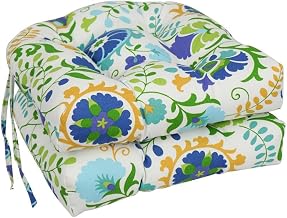 Blazing Needles 916X16US-T-4CH-OD-121 16 in. Spun Polyester Outdoor U-Shaped Tufted Chair Cushions Sahalie Opal - Set of 4