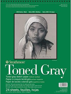 Strathmore 400 Series Wire Bound Toned Sketch Pad, 80 lb. Paper, 11 X 14 inches, Gray, 50 Sheets (412-111)
