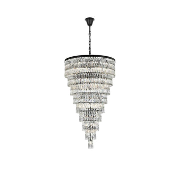 Josephine 61 Light Chandelier Black by Lighting Design – Iron and Crystal, Black