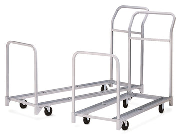 Folded and Stacked Chair Tote with Hard Rubber Casters by Raymond – 50-3/4" Length x 22" Width, Welded Steel, gray, Model Raymond 600