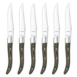 of 6, Serrated Stainless Steel Blade, Pakka Wood Handle, Green/Brown by Amefa – Set Of 6, Stainless Steel, Green/Brown, Pack of 6, Model Royal Steak Knife Set