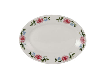 Western Rose Eggshell Western Rose Floral Rolled Edge 9-3/8-Inch Oval Platter by Tuxton – Eggshell/Western Rose