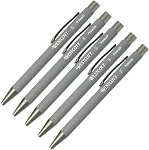 Westcott PRIMESOFT-XB Ballpoint Pen, Pack of 5, Grey, GRS-Certified Premium Ballpoint Pen Made of Aluminium, Document Safe with Blue Ink, Line Width XB 1.4 mm, E-1744997 00