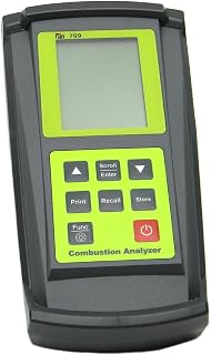 TPI 709A740 Combustion Efficiency Analyzer with Infrared Printer, 3 x AA Batteries, 3 Line Backlit LCD Display, 14 to 122 Degree F