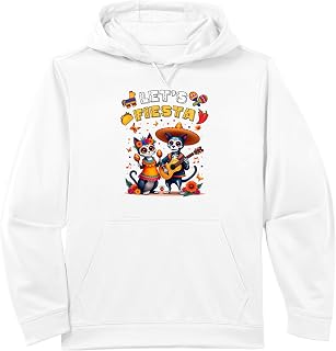 Funny Cat and Dog Sugar Skull Lets Fiesta Día los de Muertos Performance Hoodie