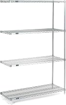 Nexel 4 Tier Wire Shelving Add-On Unit, Stainless Steel, 36"W x 14"D x 63"H