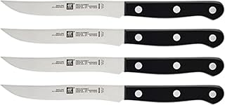 ZWILLING Twin Gourmet Steak Knives Set of 4, Friodur Ice Hardened Blades | Ultra-Sharp Steak Knife Set Effortlessly Slice Through Meats with Ergonomic Comfortable Handle, Dishwasher Safe