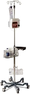 Medline Premium 6-Legged Heavy-Duty IV Pole Stand with Quick Release Caster, Durable Stainless Steel, Stable Gray Base, Ideal for Hospitals and Nursing Homes (Pack of 2)