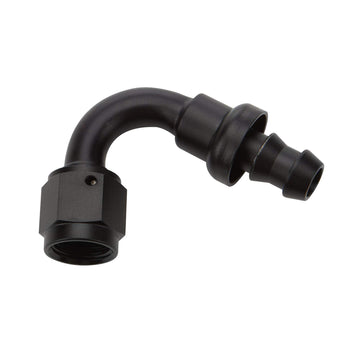 Pushlock Hose End Black 120 Deg Elbow by Allstar Performance – Aluminum, Black, Model ALL49464