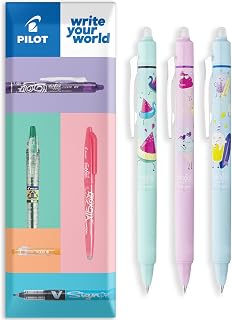 PILOT FriXion Ball Clicker Pool Party Erasable Gel Pen, Pack of 3 | Retractable Rollerball with Thermosensitive Ink, Medium 0.7mm Nib, Special Edition, Soft Green, Pink & Blue, Multicolour Ink