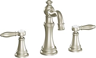 Moen TS42108BN Weymouth Two-Handle High Arc Bathroom Faucet Trim Kit, Valve Required, Brushed Nickel