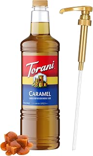 Torani Caramel Syrup 1L with Pump – Lattes, Frappes & Cocktails