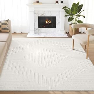 Abani Neutral Cream Area Rug 2' x 3' for Living Room, Bedroom - Tone-on-Tone Geometric Design - Durable & Easy to Clean
