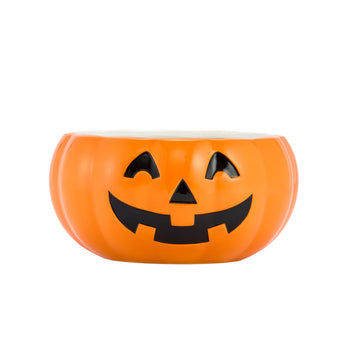 Bico Ceramic Pumpkin Serving Bowl, 8.8 Inch Diameter, Orange Jack O Lantern