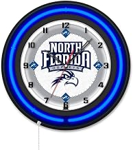 Holland Bar Stool Clk19BKNorFla NCAA 19 in. Dia. University of North Florida Double Neon Wall Clock Black