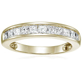 1 cttw Diamond Wedding Anniversary Band for Women Half Eternity Square Diamond Engagement Ring 14K Yellow Gold Princess Cut Channel Set Size by VIR JEWELS – 5, Model FD9R6030SYIPS5