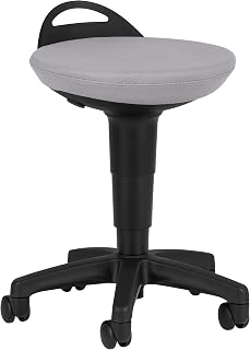 Learniture Rolling Adjustable-Height Padded Stool - Light Grey