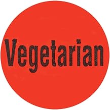Vegetarian Labels Red Deli Dot Packaging Labels Black Imprint - 1"Dia 1000 Per Roll