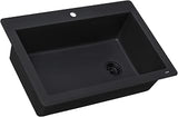 Ruvati 33x22-in Midnight Black Granite Drop-in Kitchen Sink - RVG1033BK