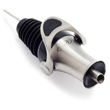 Oil Pourer/Stopper by OXO – 33.8 Ounces, 1.0 liters, Stainless Steel, Silver, Model 1151000MLNYK