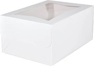 SOUTHERN CHAMPION TRAY SCT 23103 Paperboard White Lock Corner Window Bakery Box, 14" Length x 10" Width x 6-1/2" Height (Case of 100)