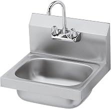Krowne HS-2L Hand Sink, Wall Mount, 15-3/4"W x 15-1/4"D x 13-3/8"H OA, 7-3/4"H backsplash, 12-1/2" Wide x 9-3/4" Front-to-Back x 5-5/8" deep Bowl, 4" OC Splash Mount gooseneck Faucet