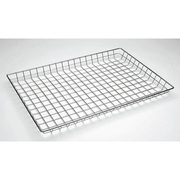 Wire Display Basket Rectangular Chrome Plated Pastry Basket Bakery Tray - 26"L x 18"W x 2"H by HUBERT – Metal, Silver