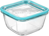 Bormioli Rocco Frigoverre Future 26.25 Oz.. Square Food Storage Container, Made From Durable Glass, Dishwasher Safe, Made In Italy | Tempered Glass Container, All-Glass Construction, Stackable Square Shape, Microwave Safe, Made In Italy, High Resistance