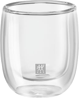 ZWILLING 39500-075 Double Wall Glass, Espresso Cup, 2.8 fl oz (80 ml), Set of 2, Tumbler, Heat Retention, Double Wall Construction, Coffee Cup, Microwave Safe