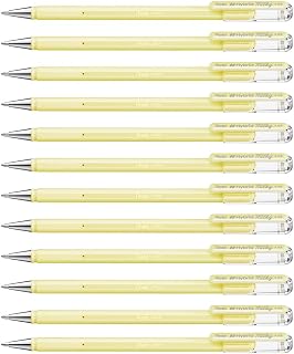 Pentel K108 Hybrid Milky Gel Rollerball Pen, Pastel Yellow (Pack of 12)