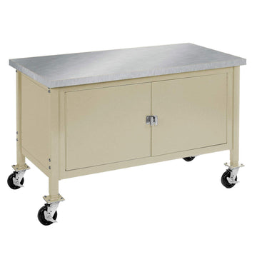 Mobile Workbench with Security Cabinet by Global Industrial – 30"L x 60"W x 36"H, Steel, Tan, Model 249213TN
