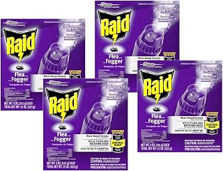 Raid Flea Fogger Plus Killer Water Based Formula Kills Fleas and Hatching Eggs 5 Ounce Cans 3 Count (Pack of 4)