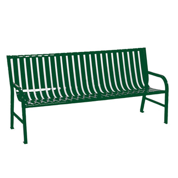 Slatted Metal Bench by Witt Industries – 74"L x 24"W x 34"H, Alloy Steel, Green, Model M6-BCHGN