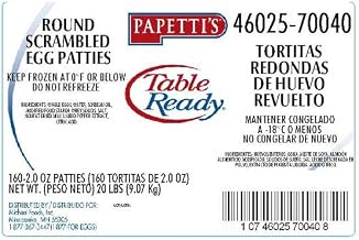 Michael Foods Papettis Plain Round Scrambled Egg Patty, 2 Ounce -- 160 per case.