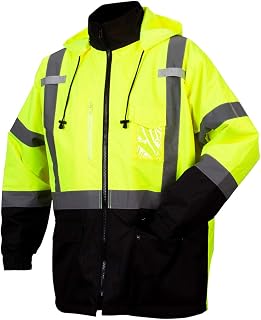 Pyramex Hi-Vis Waterproof Safety Parka, Hi-Vis Lime, X-Large