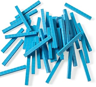 hand2mind Blue Plastic Base Ten Blocks Rods Set, Set of 50