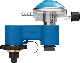 Twin Connection with Gas Pressure Regulator for Campingaz Gas Stoves, Twin Connection for EasyClic Gas Cartridges CV 300 & CV 470 Plus as Well as Gas Bottles R904 & R907